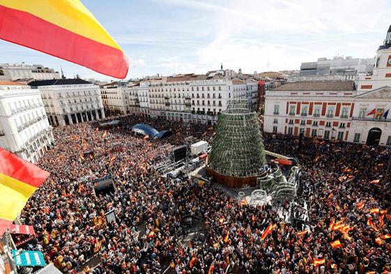 Manifestantes en la Puerta del Sol