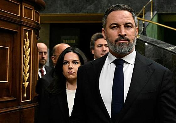 El líder de Vox, Santiago Abascal, durante su discurso