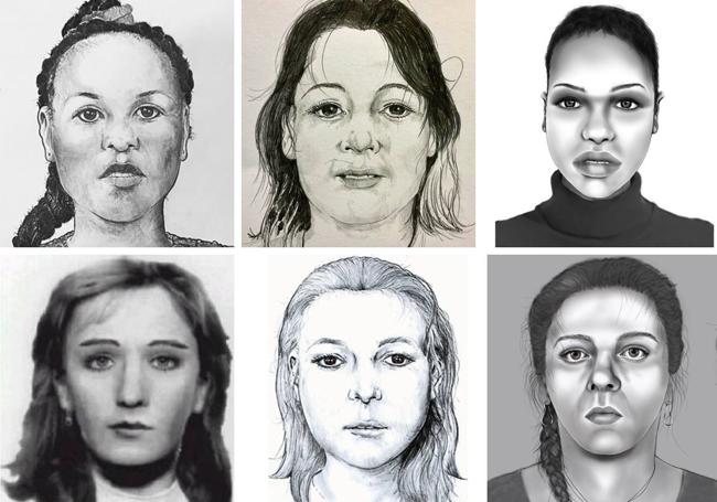 Interpol ha compartido las reconstrucciones faciales de varias mujeres asesinadas que están sin identificar.