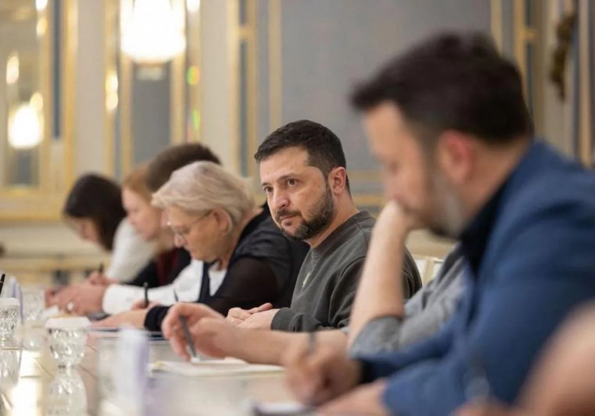 El presidente de Ucrania, Volodímir Zelenski, en un encuentro con periodistas en Kiev.