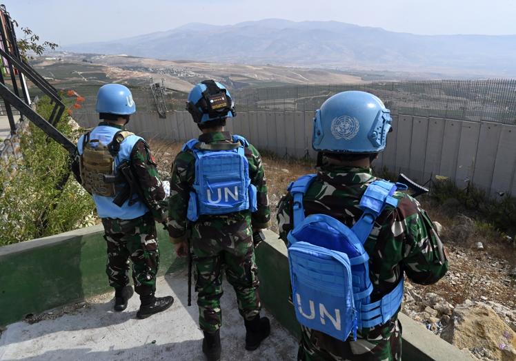 Cascos azules en la frontera entre Líbano e Israel.