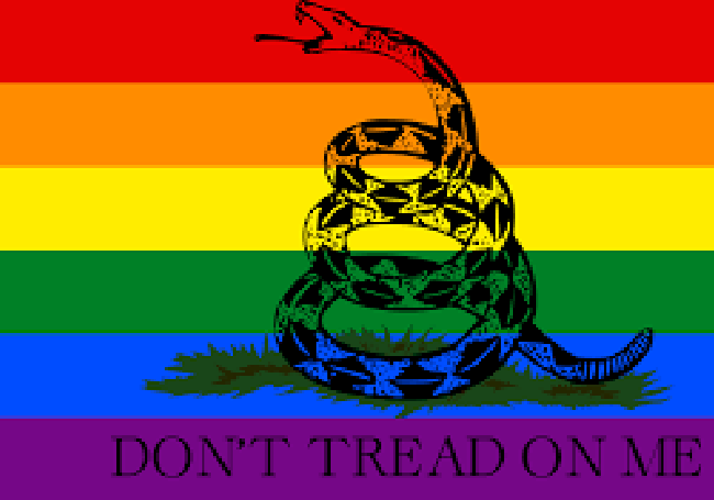 Versión LGTBI de la bandera de Gadsden.