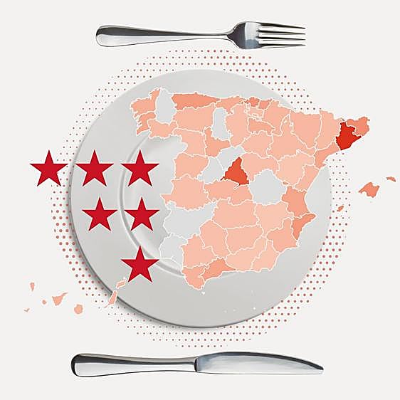 El mapa de los restaurantes con estrella Michelin por provincias