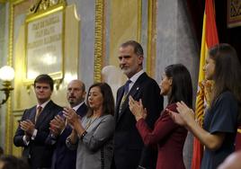 Felipe VI, tras su discurso en el Congreso de los Diputados.