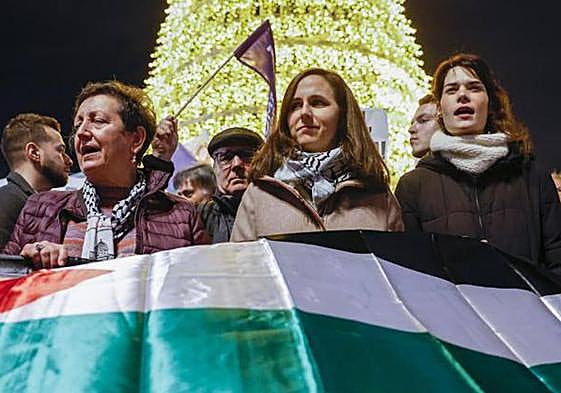Ione Belarra participa en una concentración en solidaridad con Palestina este miércoles en Madrid.