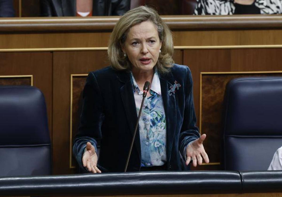 Nadia Calviño, durante la sesión de control al Gobierno el pasado miércoles.