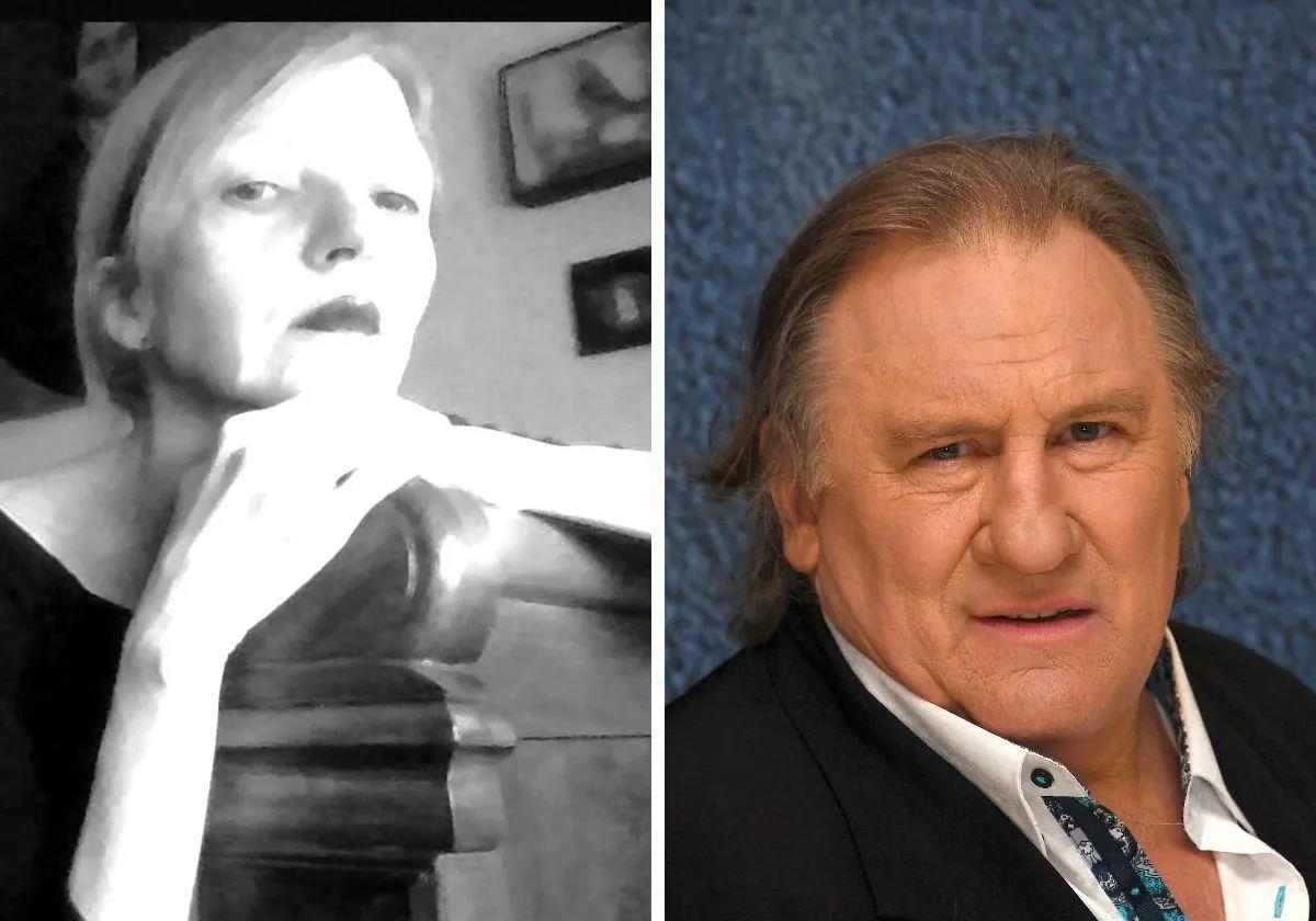 Ruth Baza en un autorretrato y el actor Gérard Depardieu.