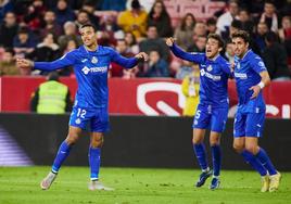 Mason Greenwood celebra un gol con el Getafe