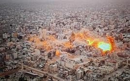 Momento en el que el ejército destruye con una explosión subterránea la ciudad de los líderes de Hamás bajo la Plaza Palestina.