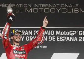 Francesco Bagnaia celebra su victoria en el GP de España disputado en el circuito de Jerez