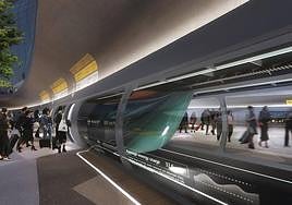 Recreación de una estación para un tren hiperloop.
