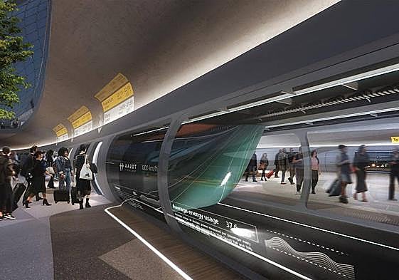 Recreación de una estación para un tren hiperloop.