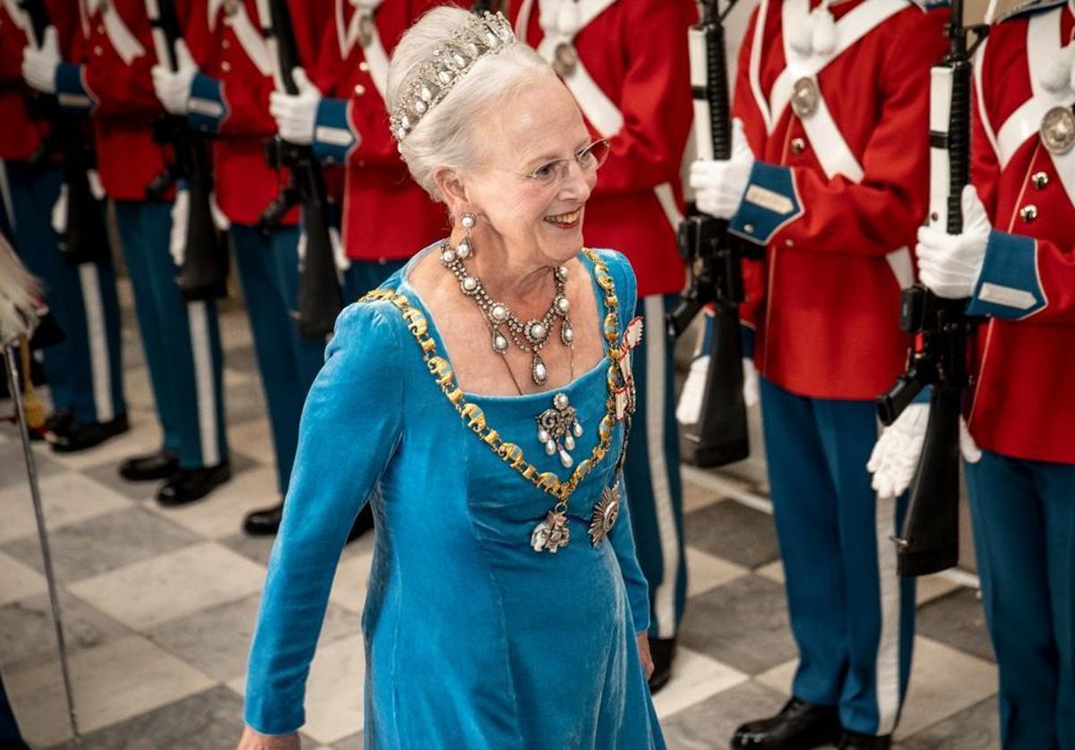 La reina Margarita II, en el Palacio de Christiansborg de Copenhague