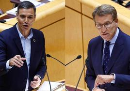 Pedro Sánchez (izquierda) y Alberto Núñez Feijóo durante un debate.