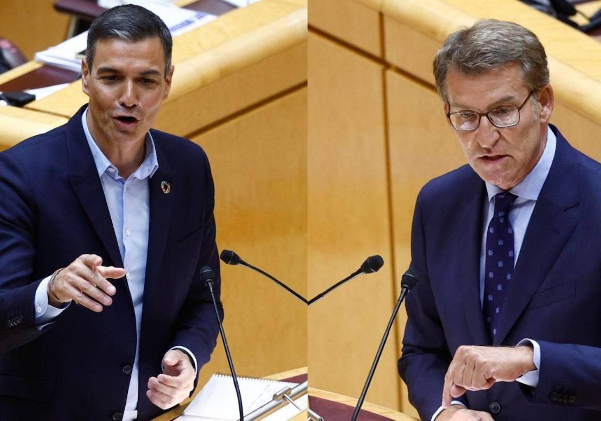 Pedro Sánchez (izquierda) y Alberto Núñez Feijóo durante un debate.