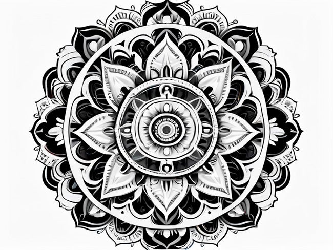 En este caso le hemos pedido «un intrincado mandala en blanco y negro para colorear»