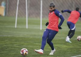 Ángel Correa, durante un entrenamiento del Atlético.