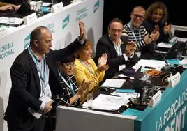 El secretario general de Junts y negociador con el Ejecutivo, Jordi Turull, durante una cita del partido.