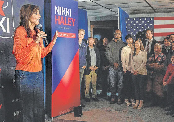 Haley, durante un acto de campaña en Franklin, en el estado de New Hampshire.