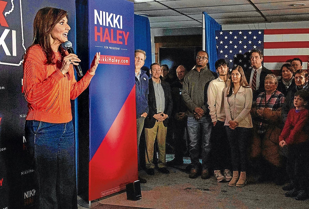 Haley, durante un acto de campaña en Franklin, en el estado de New Hampshire.