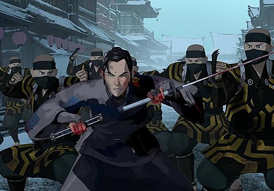 Mizu contra los enemigos en 'Samurái de ojos azules'.