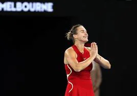 Aryna Sabalenka, tras clasificarse de nuevo para la final del Open de Australia.