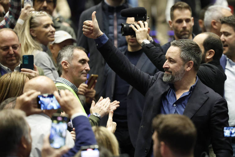 Santiago Abascal, durante la Asamblea de Vox.