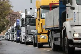 Una manifestación de camioneros en 2022 en Valencia