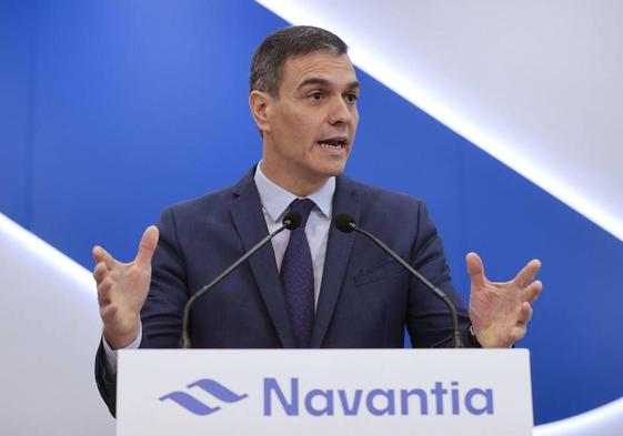 Pedro Sánchez durante su visita a Navantia en Ferrol el 24 de enero.