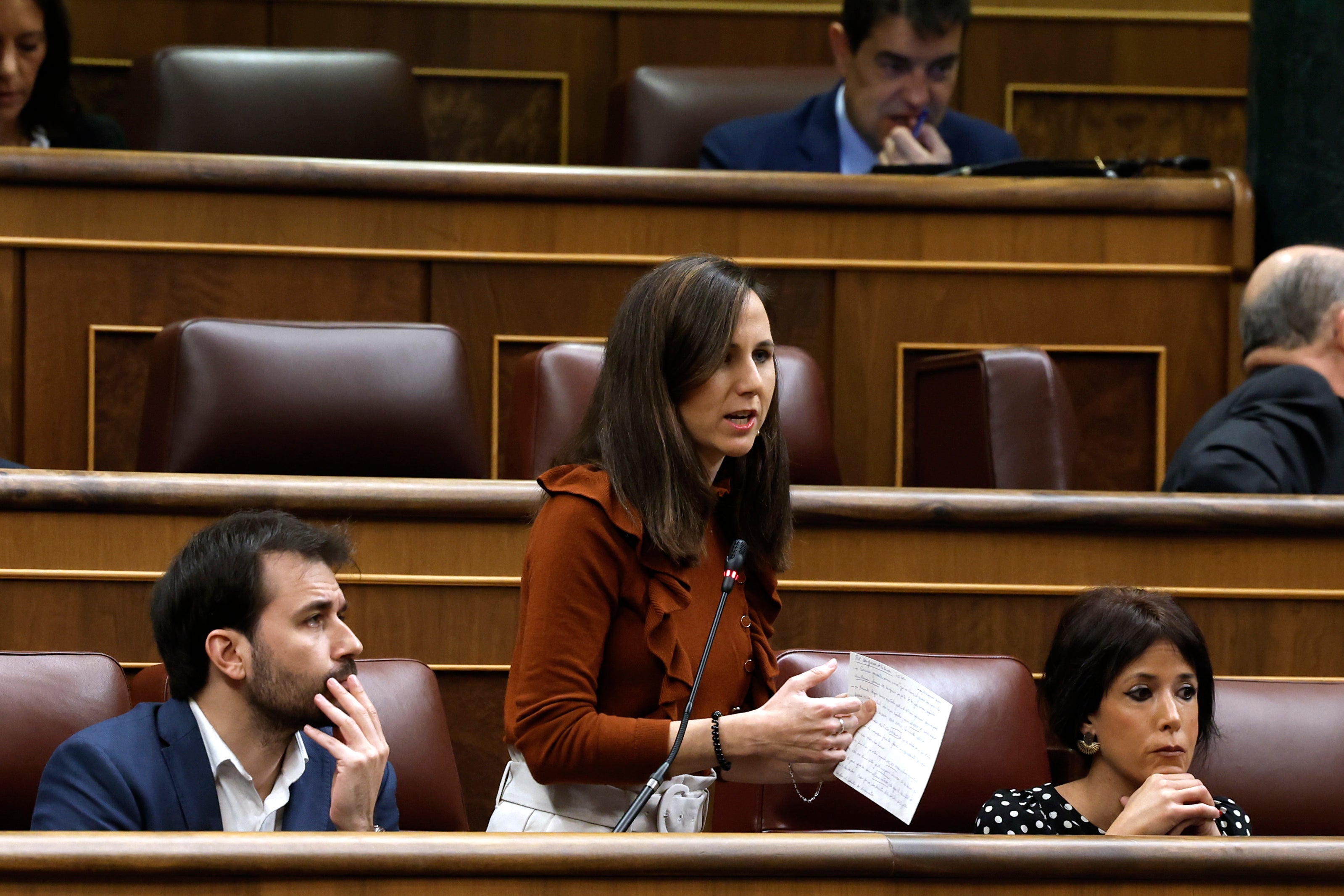 La secretaria general de Podemos, Ione Belarra, en el Congreso de los Diputados