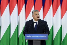 Viktor Orbán, durante el discurso sobre el estado de la nación.