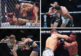 Distintas técnicas de combate en peleas de la UFC.
