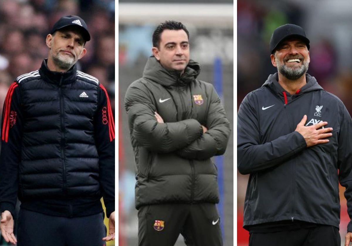 Thomas Tuchel , Xavi Hernández y Jurgen Klopp