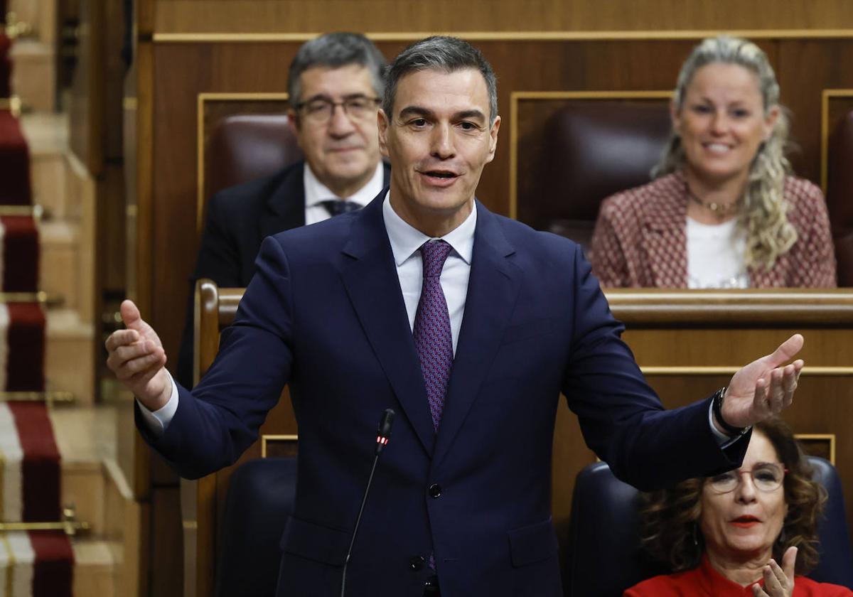 Pedro Sánchez en la sesión de control de este miércoles