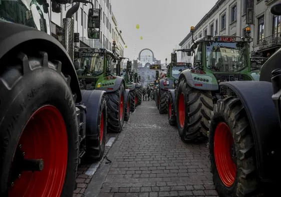 Protesta de agricultores en Bruselas.