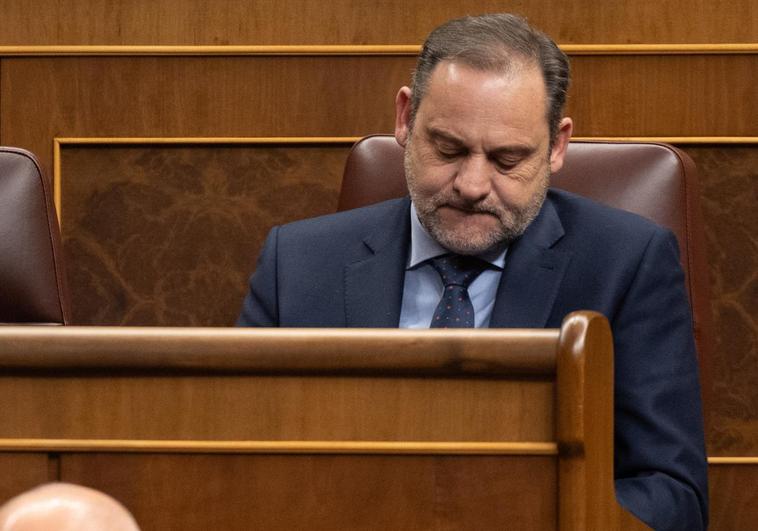 José Luis Ábalos, durante una sesión parlamentaria en el Congreso de los Diputados