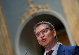 El líder del PP; Alberto Núñez Feijóo, interviene este jueves en el Senado.