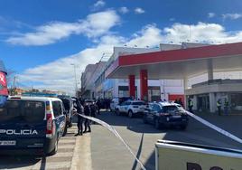 Vehículos de Policía Local y Nacional en la puerta del bar Vaquerizo.