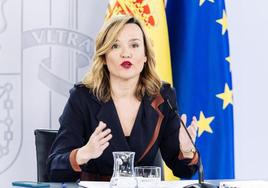 La ministra portavoz, Pilar Alegría, este martes tras el Consejo de Ministros.