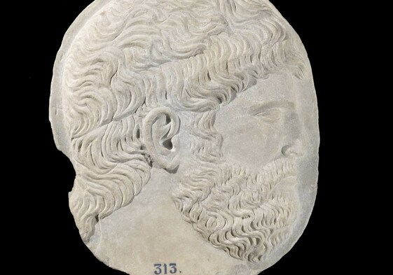 Cabeza barbada Taller federiciano (Atribuido a). Mármol. Hacia 1250.