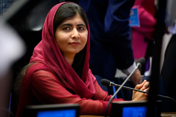 Malala Yousafzai en la sede de Naciones Unidas