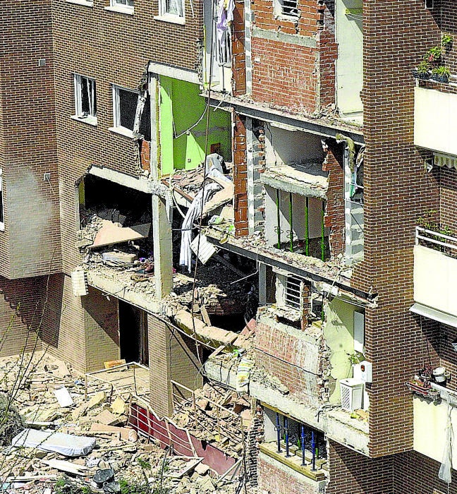 Estado en que quedó el edificio de Leganés donde se inmolaron cuatro de los terroristas