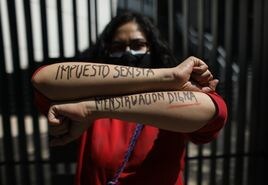 Una activista de la asociación 'Menstruación digna' de México.