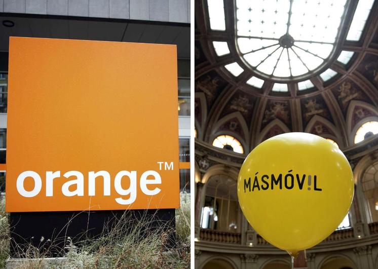 Logos de Orange y MásMóvil.