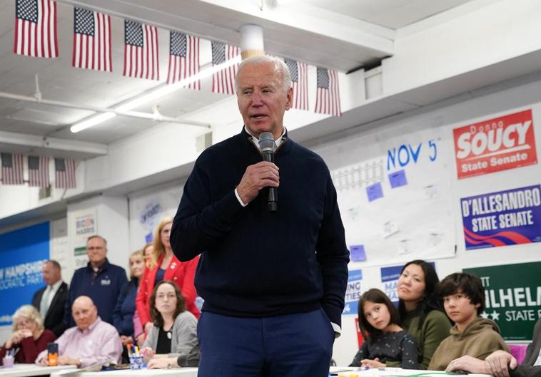 Biden, durante un acto electoral en New Hampshire.