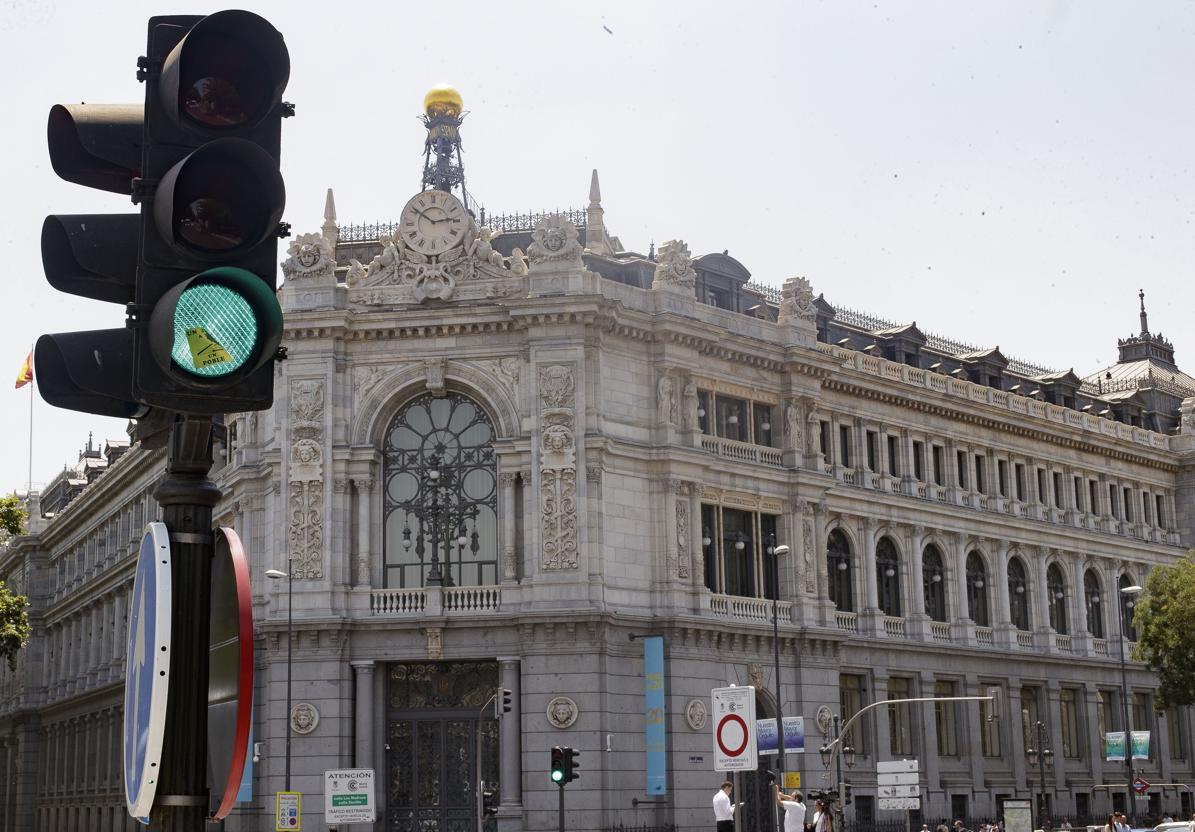 Fachada del edificio del Banco de España en Madrid.