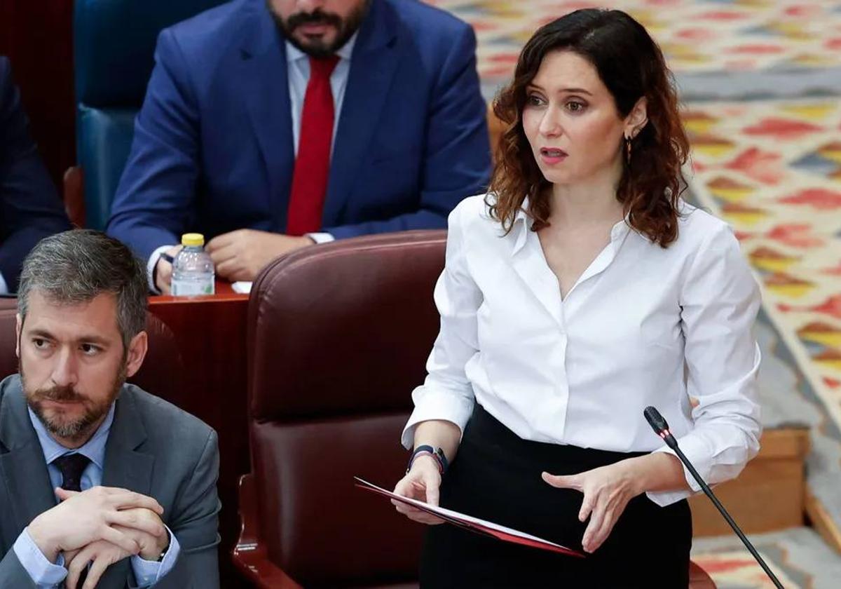 Isabel Díaz Ayuso, presidenta de la Comunidad de Madrid, en un pleno de la asamblea regional.