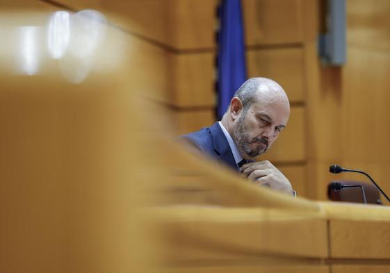 El presidente del Senado, Pedro Rollán, durante el pleno de la Cámara la semana pasada.