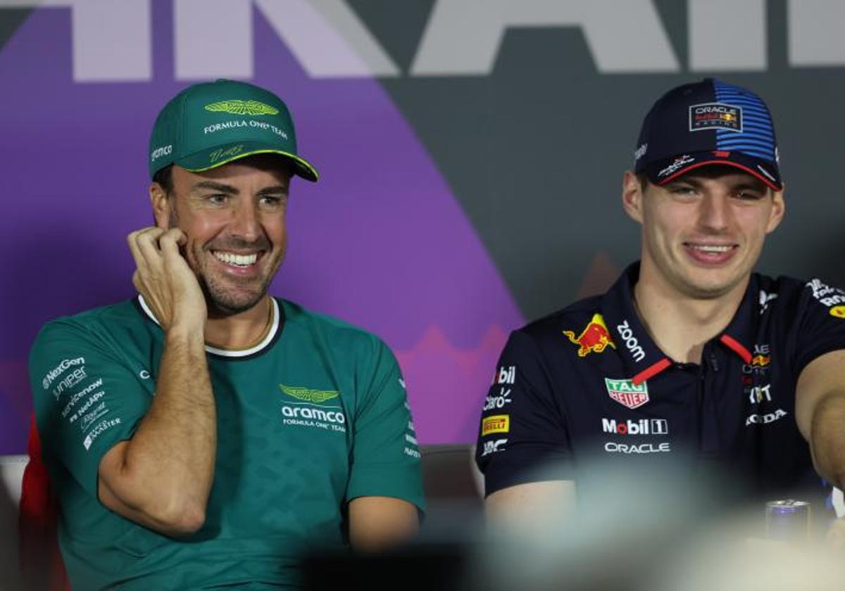 El español Fernando Alonso y el neerlandés Max Verstappen.