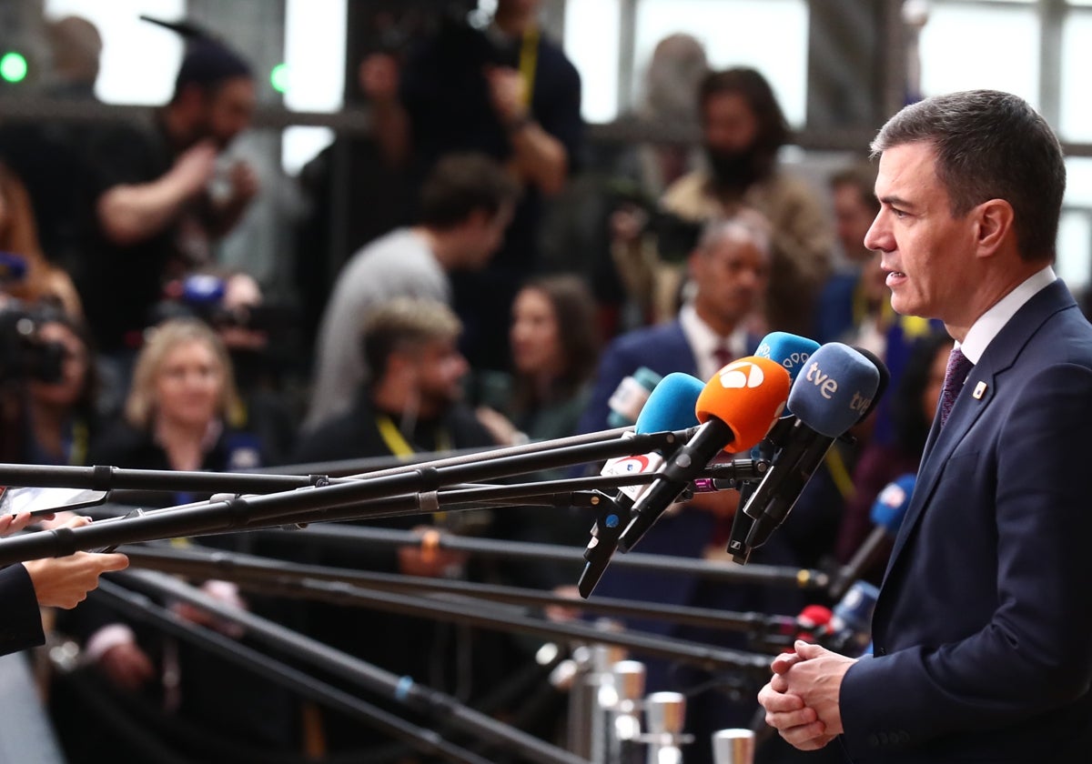 El presidente del Gobierno, Pedro Sánchez, este viernes en Bruselas.